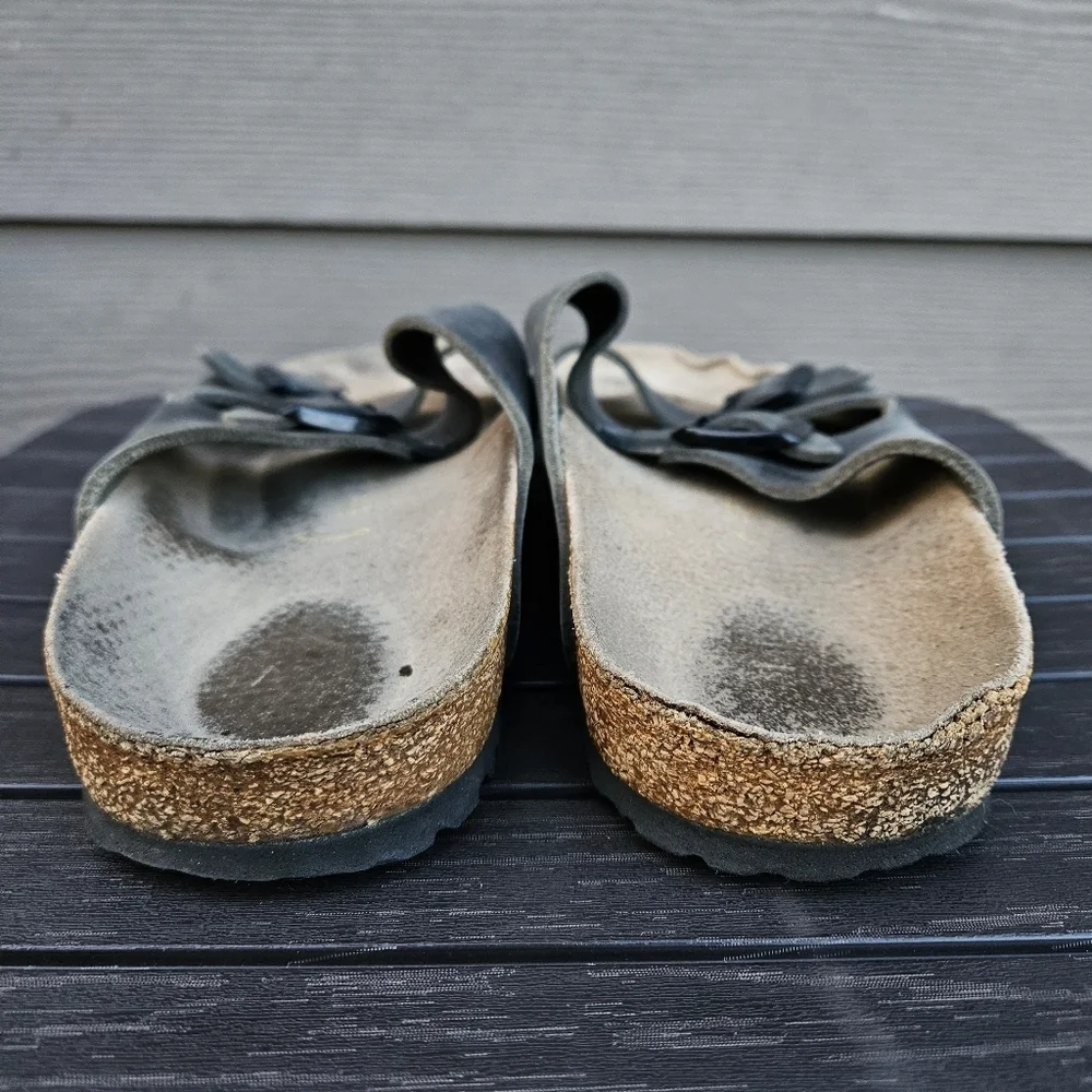Birkenstock Arizona Sandals Mens Faded Black Leather Shoes EU 46 US 13 - 13.5